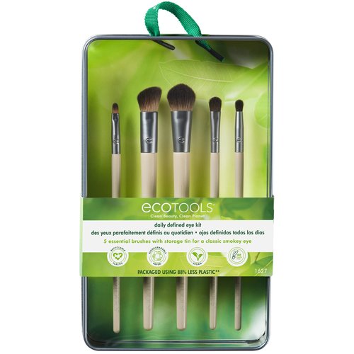 EcoTools Daily Defined Eye Makeup Brush Kit, Travel Friendly, Versatile Eye Makeup Looks, Convenient Makeup Tools On-The-Go, For Eyeshadow & Eye Liner, Eco-Friendly Makeup Brushes, 6 Piece Set