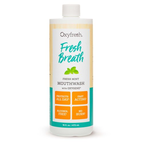 Oxyfresh Fresh Breath Fresh Mint Mouthwash – Dentist Recommended for Long-Lasting Fresh Breath & Healthy Gums | Alcohol & Fluoride Free (1-16 oz Bottle)