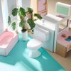 2 Pieces Mini Toilet Seat Toy Doll House Furniture Miniature Classic Bathroom Baby Toilet Toy Tiny Cake Topper Bathroom Furniture Dollhouse Accessories (White)