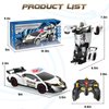 Getatoy Remote Control Car Transformer Toys for Boy 4-6 Years Old: One-Button Transforming Police Car with LED Light & 360° Rotation Drifting 2.4 Ghz Robot RC Car Christmas Birthday Gift Idea for Kids