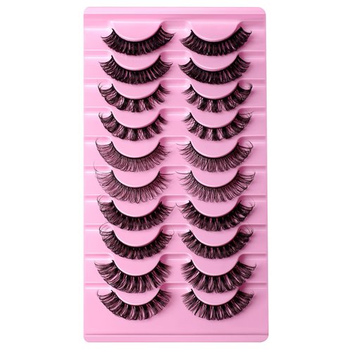 False Eyelashes Mixed Pack 3D Lashes Fake Lashes Natural Look Fluffy Lashes Pack by Kanviensl, 10 Pairs