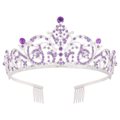 Vovii Purple Princess Tiara for Women Exquisite Modeling Perfect Bridal Headdress Crown for Wedding Ideal Costume Party Hair Accessories Princesses and Girls