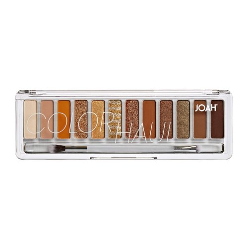 JOAH Color Haul Eyeshadow Palette, Travel Size Eye Makeup Kit, Matte & Shimmer Eyeshadow, Korean Makeup, 12 Highly Pigmented, Super Bendable Gold & Bronze Colors, Includes Brush, Get Rich Quick
