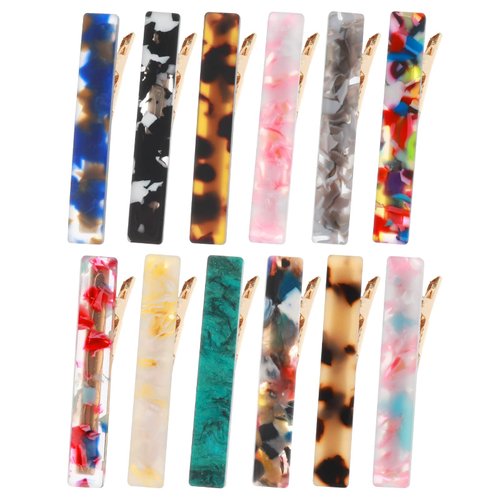 Lusofie 12 Pcs Resin Hair Clips, Acrylic Hair Clip Alligator Bobby Pins Hairpin Hair Accessories ...
