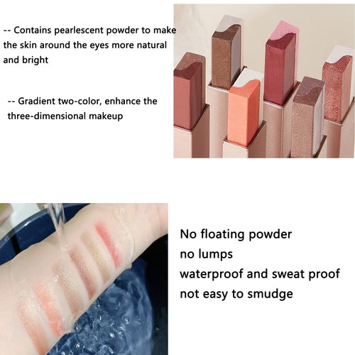 ALNGFUIK 12 Colors Glitter Eyeshadow Stick,Double Colors Shimmer Eye Shadow Stick Gradient Eye Makeup