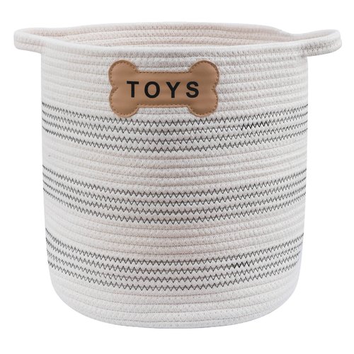 Park Life Designs - Dog Toy Storage for All Pets, Including Cats, Puppies, and Kittens (Florence, White-Gray Zigzag)
