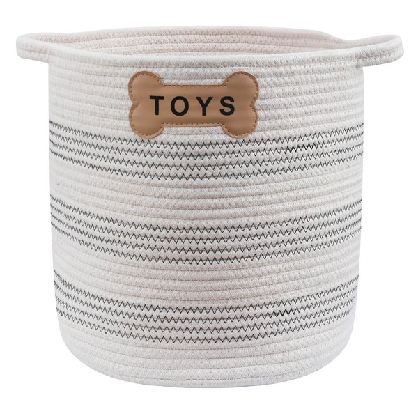Park Life Designs - Dog Toy Storage for All Pets, Including Cats, Puppies, and Kittens (Florence, White-Gray Zigzag)