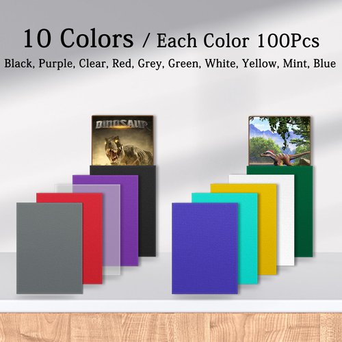 1000Pcs Trading Card Sleeves,10 Colors Top Loading Sleeves for Standard Cards 2.5" X 3.5", Card Protector for Baseball Card,Sports Cards,Game Card,Business Cards
