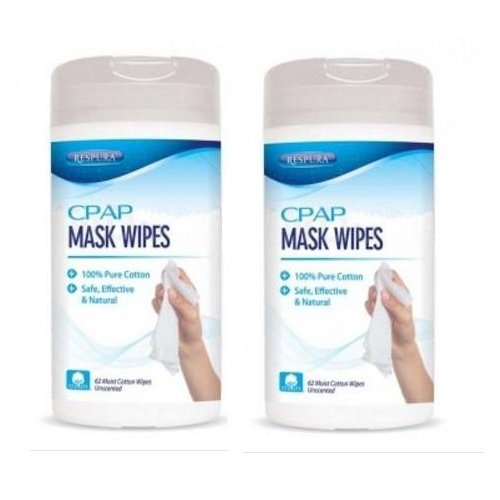 AG Industries Respura CPAP Mask Cleaning Wipes - Two Canister (62 Wipes in Each Container)