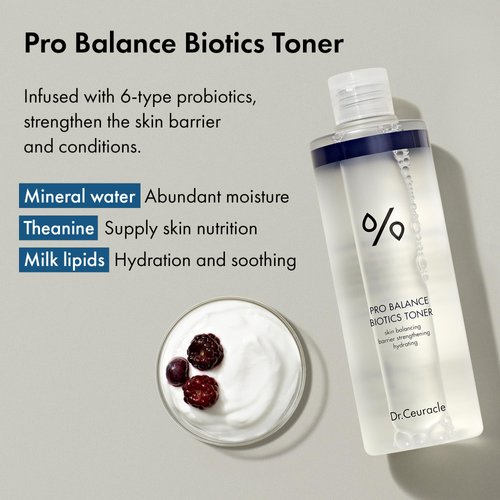 Dr.Ceuracle by leegeehaam Pro Balance Biotics Toner (300 ml / 10.14 fl. oz.) - Hydrating Toner with 6-Probiotics, Theanine, Milk Lipids for Dry, Dull, Combination Skin Type