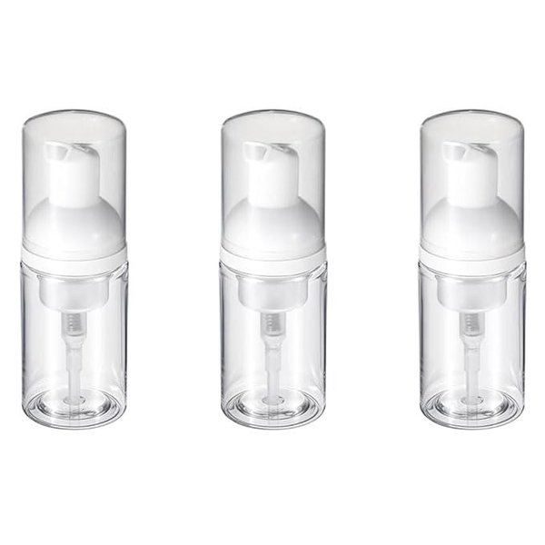 3 PCS Clear Minimalist Travel Small Size Mousse Foam Soap Bottle Empty Plastic Foaming Soap Dispenser Refillable Pump Containers for Face Wash Lash Shampoo Skin Care ﻿ ﻿