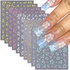 10 Sheets Hibiscus Flower Nail Stickers for Nail Art Petal Floral Nail Art Stickers Decals 3D Self-Adhesive Pegatinas Uñas Pink Blue Gold Silver Nail Design Flowers Sticker DIY Nail Decor for Women