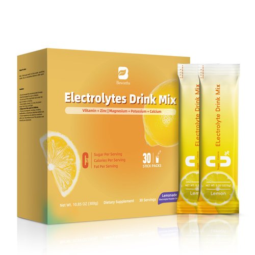 B BEWORTHS Electrolyte Powder Recovery Drink Mix | Sugar-Free Electrolyte Powder Packets Supplement with Potassium Zinc & Magnesium for Hydration - Keto Electrolytes, Non-GMO & Sugar-Free - 30 Sticks
