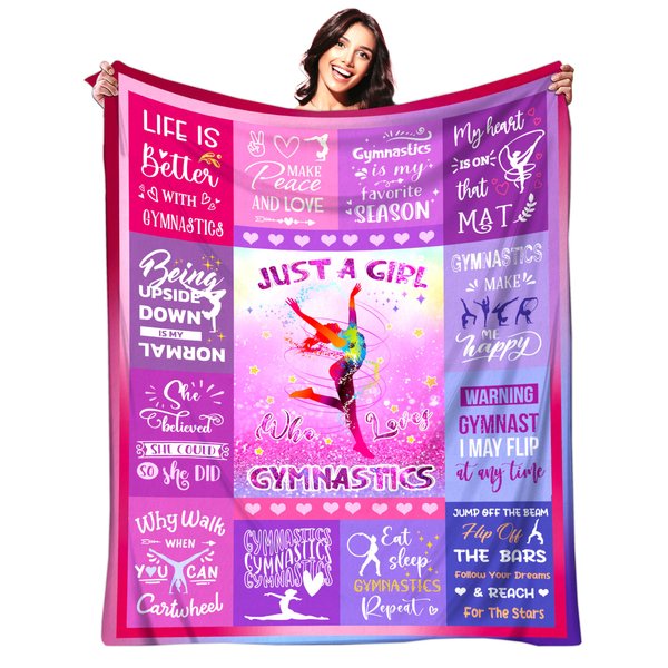Gymnastics Gifts for Girls Women Blanket Ultra Soft Flannel Gymnastics Throw Blanket Merch Gymnastics Gifts for Gymnastics Lovers Stuff for Kids Teens Adults 50"x40"