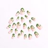 St. Patrick’s Day Press on Nails Medium Length Almond Fake Nails Glossy Green Glitter False Nails Gel Glue on Nails Full Cover Acrylic Artificial Nails for Women Girls Manicure 24Pcs