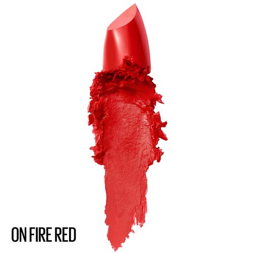 Maybelline Color Sensational Lipstick, Lip Makeup, Cream Finish, Hydrating Lipstick, Nude, Pink, Red, Plum Lip Color, On Fire Red, 0.15 oz; (Packaging May Vary)