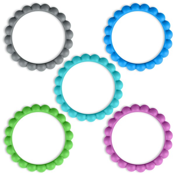 Silicone Teether Bracelets, 5 Packs Chew Teether Rings, 100% Silicone