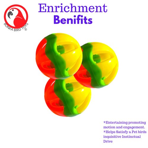 Bonka Bird Toys 3910 Pk3 2.35" Tuff Balls Parrot Toys, Conures, Amazons, African Greys, and Similar Sized Birds