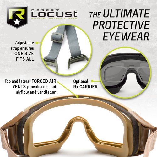 Revision Desert Locust Military Goggles Basic Kit – Clear Lens, Foliage Green Frame, One Size – Anti Fog Eye Protection Ballistic Goggles – Made In USA