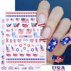 6 Sheets 4th of July Nail Art Stickers American Flag Independence Day Nail Stickers Star National Flag Nail Decals Red Blue 3D Self Adhesive Designs for Women and Girls Decorations