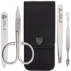 3 Swords Germany - brand quality 3 piece stainless steel INOX manicure pedicure grooming kit set for professional finger & toe nail care scissors file tweezers genuine leather case in gift box (03881)