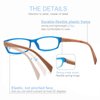 MODFANS 5 Pack Reading Glasses Women Men,Wood-Look Square Readers Spring Hinges 5 Pouch