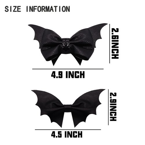 Neknock Bat Hair Bow Clips for Girls Women, 4pcs Halloween Bat Wings Gothic Cosplay Costume Hair Accessories for Halloween Party Decorations