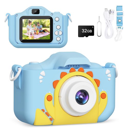 Kids Camera Toys for Kids, Digital Camera for Kids Age 3-8 Toddler Travel Toys, Birthday Gift for Boys Girls 3 4 5 6 7 8 Year Old Christmas, HD 1080P Video Camera, 32G SD Card Included (Blue)