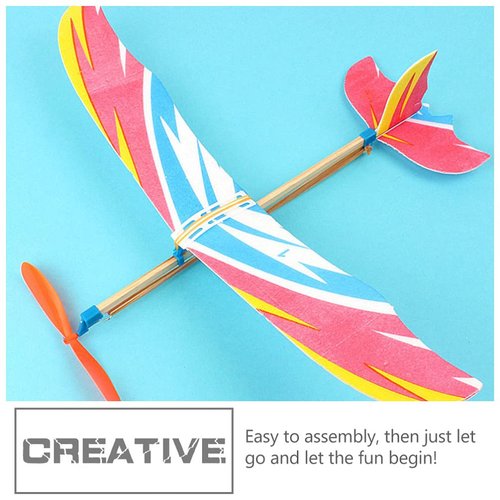 NUOBESTY 10Pcs Rubber Band Powered Aircraft Airplane Model Wood Airplane Kits Throwing Glider Airplane Toy for Outdoor Sports Toy ＆ Kids Toys