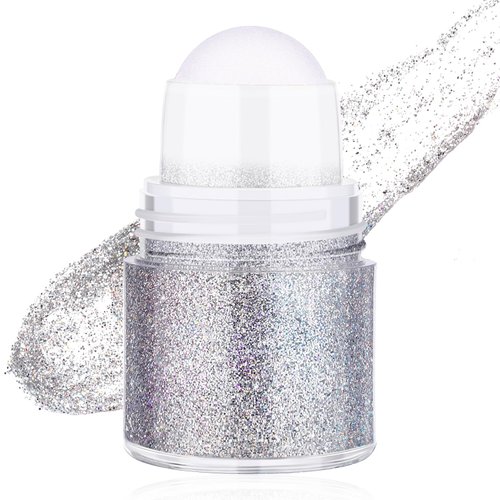 Silver Body Glitter, Rave Accessories Glitter for Body Face Hair Eyes Lip, Face Glitter Gel for Singer Concerts Music Festival, Chunky Glitter Makeup Sparkling Mermaid Sequins for Women
