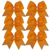 8 Inch Cheerleader Bows Ponytail Holder with Bling Fling Rhinestones Hair Tie Cheerleading Bows 6 Pcs (Orange)