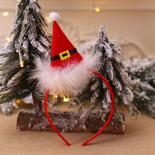 Christmas Hat Headband Red Hair Band Winter Hair Hoop Womens Girls Hair Accessories Headdress for Cosplay Christmas Decoration Party Supplies Gift