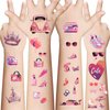 10 Sheet Pink Pastel Temporary Tattoos for Girls, Birthday Party Decorations Supplies Party Favors Tattoo Sticker Style Sweet Gift for Kids Cute Prizes Themed Game Activities Reward (Pink)