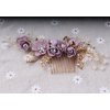 Hair Side Combs Bride Wedding Hair Comb Flowers Pearl Bridesmaids Hair Piece Accessories Vintage Bridal Hair Clips for Women and Girls (Purple)