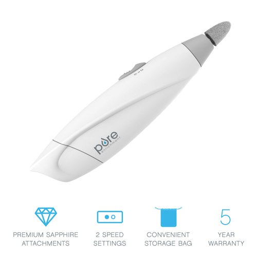 Pure Enrichment PureNails Express Cordless Manicure and Pedicure System - Portable, Battery-Powered Nail File with 5 Interchangeable Attachments, 2 Speeds and Storage Bag - Ideal for Travel & Home