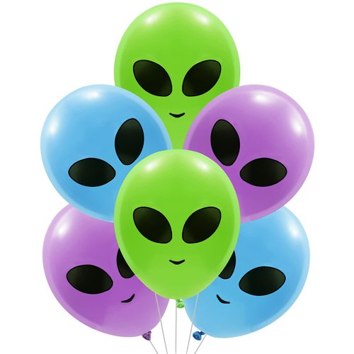 Whaline 65Pcs Alien Balloons Green Blue Purple Alien Party Latex Balloons UFO balloons Outer Space Aliens Decorations for Birthday Party Baby Shower Supplies Home Backdrop Decorations