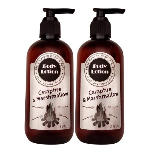 Black Canyon Campfire & Marshmallow Scented Luxury Body Lotion with Lanolin and Jojoba Oil, 8 Oz (2 Pack)
