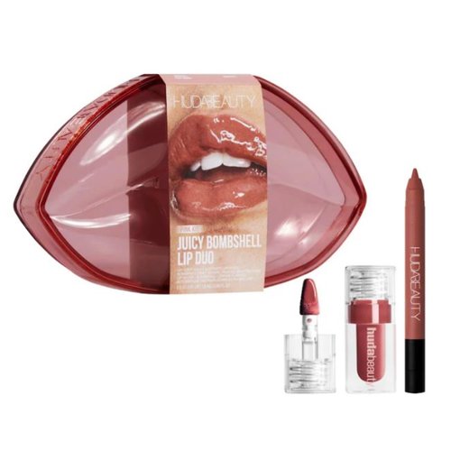 Huda Limited Edition Pink Kit Juicy Bombshell Lip Duo - Lip Pencil and Lip Gloss - Travel Size