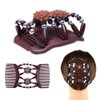 LOVEF Thick Hair Clip Magic Wood Beads Double Hair Comb Clip Stretch Combs for Hair Fashion Design Multi Butterfly Bun Maker for Popular Hairstyles Style 4pcs