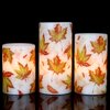 GenSwin Maple Leaf Flickering Flameless Candles Battery Operated with 6 Hours Timer, Real Wax Led Pillar LED Candles Christms Wedding Decoration