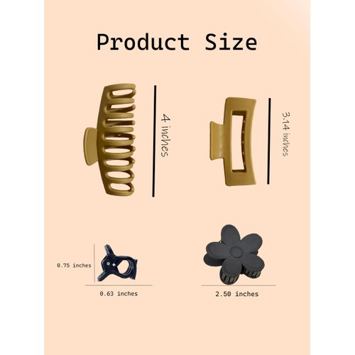 Savingssphere Hair Clips – 4 Inch Claw Hair Clips for Women, 3.14 Inch Rectangle Claw Clips, Flower Hair Clips, 20 Pcs Small Hair Clips for All Hair Types (Mustard)