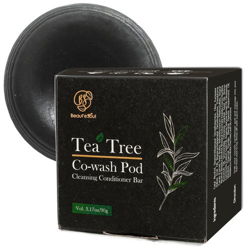 BEAUT'E SEOUL Cowash Cleansing Conditioner Bar Soap - Tea Tree Conditioner Hair Mask with Activated Charcoal Scalp Treatment Dandruff Care, Solid Coconut Cowash Hair Moisturizer