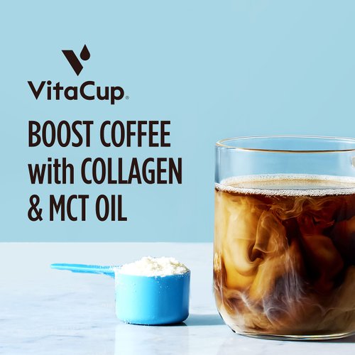 VitaCup Keto + Collagen Coffee Creamer Vanilla Flavor with MCT, Collagen Protein, Coconut Water, L-Theanine for Keto Diet, Use in Coffee, Smoothies, & Shakes, Dairy-Free, Gluten-Free, Soy-Free, 10oz