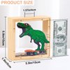 Piggy Bank for Kids, Wooden Money Coin Bank for Boys and Girls, Dinosaur Unicorn Piggy Banks with DIY Stickers for Birthday, Easter Gifts (Green)