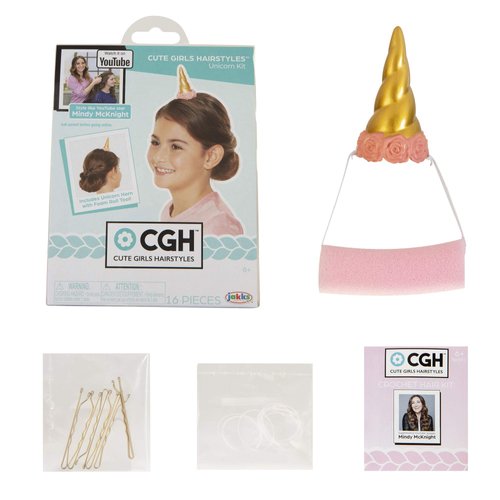 CGH Cute Girls Hairstyles! Unicorn Hair Kit with Bun Maker Foam Roll Tool