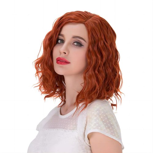 Aicos Short Curly Orange Wig, Heat Resistant 35cm Fashion Ginger Red Wig, Synthetic Curly Auburn ...