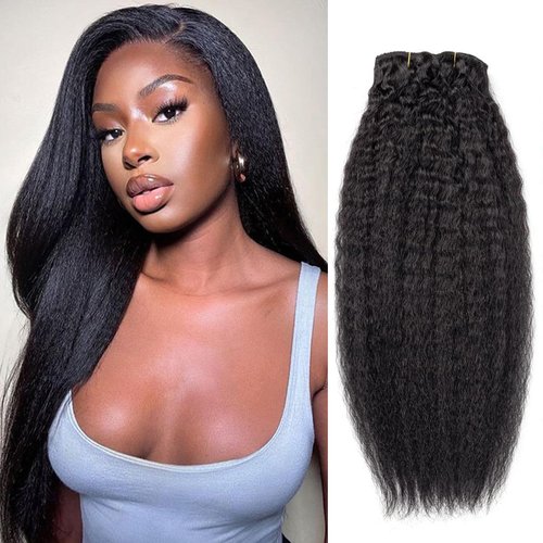 20Inch Kinky Straight Clip ins Real Human Hair Extensions 10pcs Clip In Hair Extensions For Women Remy Hair(20 Inch)
