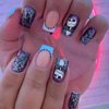 Halloween Fake Nails Medium Square MABKJLF French Press on Nails White Spider Web Full Cover Nightmare Before Christmas Nails Glossy False Nails Artificial Acrylic Nails for Women Girls 24 Pcs