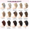 REECHO 12" Ponytail Extension, Classic Loose Curly Wavy Claw Clip Pony tails Hair Extensions Hairpieces for Women (Dark Brown with Highlights)
