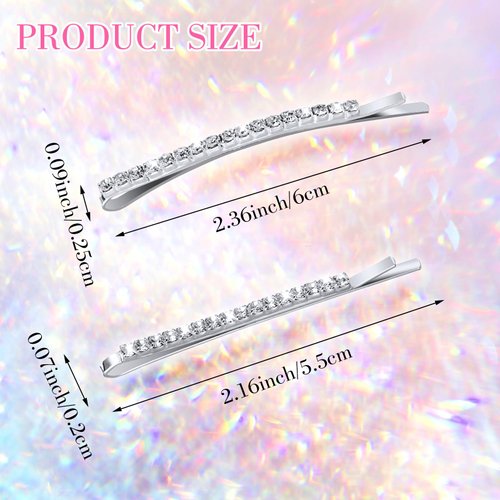 12PCS Silver Bobby Pins for Hair, Elegant Rhinestone Hair Pins Alloy Crystal Hair Clips Bling Diamond Hair Accessories Decorative for Women Ladies Girls Wedding Prom Party